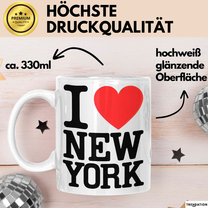 New York City USA Tasse Geschenk Lustige Geschenkidee Spruch Ich Liebe New York Weiß Trendation