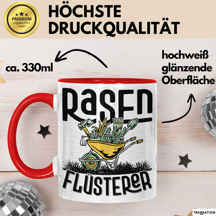 Gärtner Tasse Geschenk für Hobbygärtner Landschaftsgärtner Männer Geschenkidee Rasenflüsterer Gartenarbeit Kaffee-Becher Rot Trendation