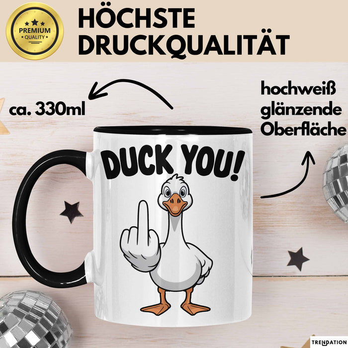 Ente Tier Tasse Geschenk Lustige Geschenkidee Spruch Duck You Trendation