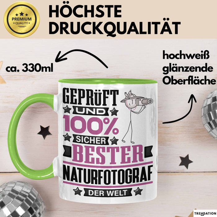 Naturfotograf Geschenk Lustiger Spruch für Naturfotograf Geschenkidee Bester Naturfotograf Der Welt Grün Trendation