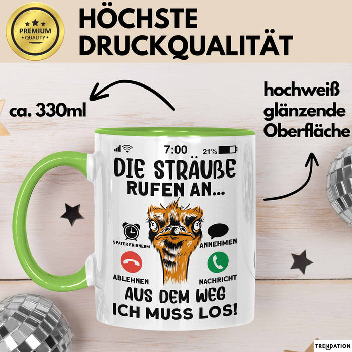 Strauß Liebhaber Tasse Geschenk Die Sträße Rufen An Geschenkidee Becher Grün Trendation