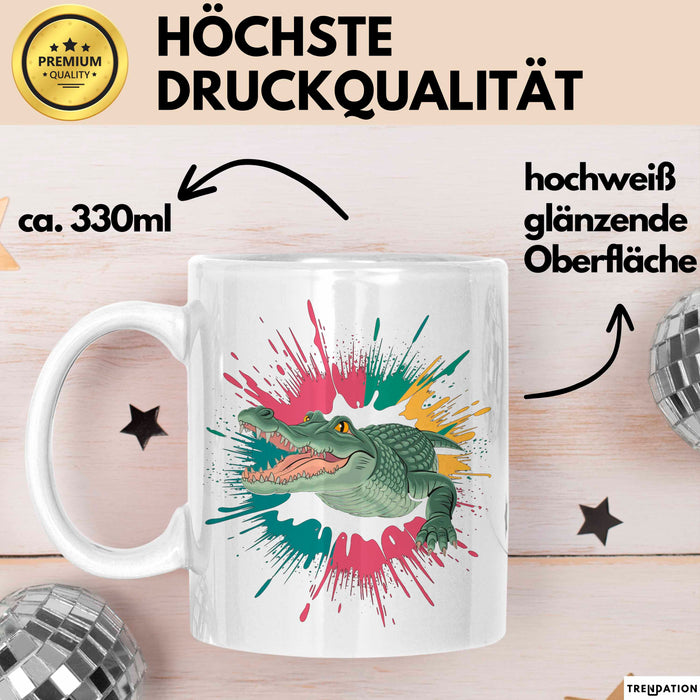 Krokodil Tier Tasse Geschenk Lustige Geschenkidee Spruch Weiß Trendation