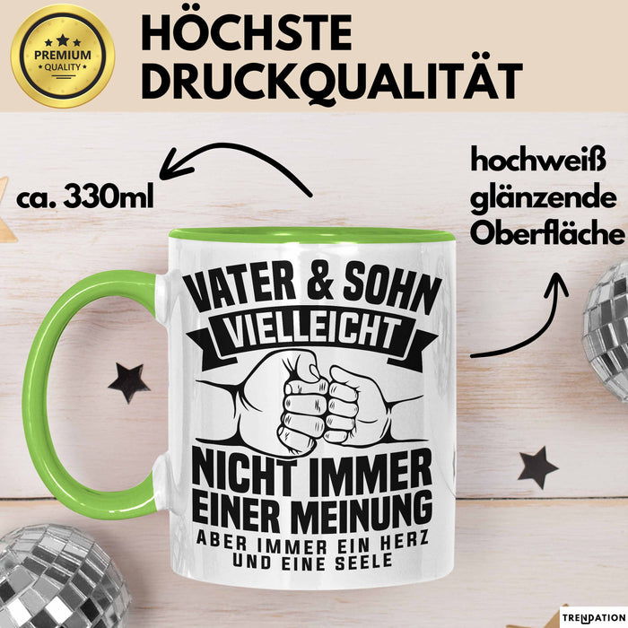 Vater & Sohn Tasse Geschenk Zum Vatertag Vielleicht Nicht Immer Einer Meinung Grün Trendation