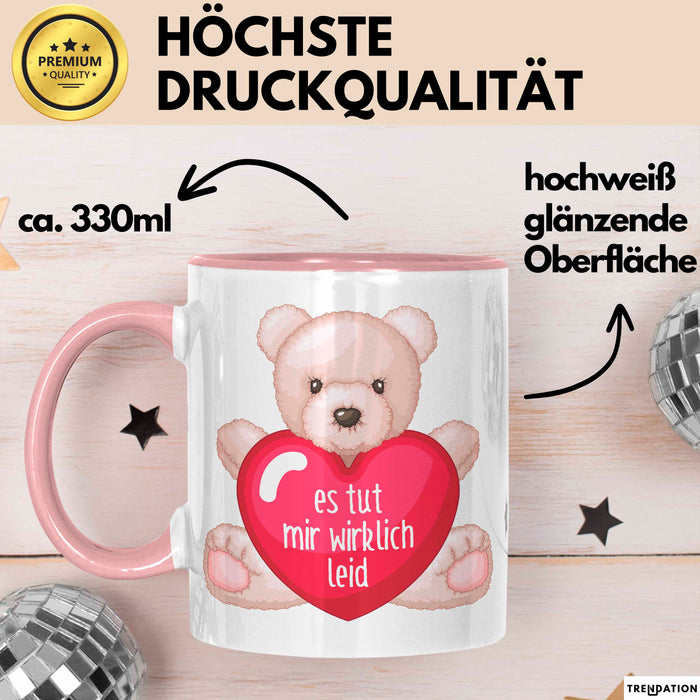 Entschuldigung Tasse Es Tur Mir Wirklich Leid Geschenkidee Sorry Becher Rosa Trendation