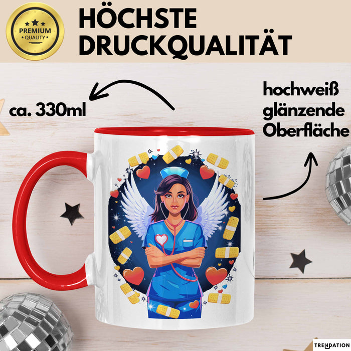 Krankenschwester Tasse Geschenk Lustige Geschenkidee Spruch Für Gesundheits Helden Rot Trendation