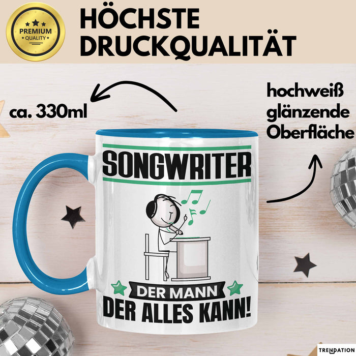 Songwriter Tasse Geschenk für Songwriter Der Mann Der Alles Kann Geschenkidee zum Geburtstag Blau Trendation
