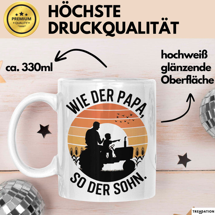 Papa Vatertag Vater Sohn Tasse Becher Geschenk Lustige Geschenkidee Spruch Wie Der Papa So Der Sohn Weiß Trendation