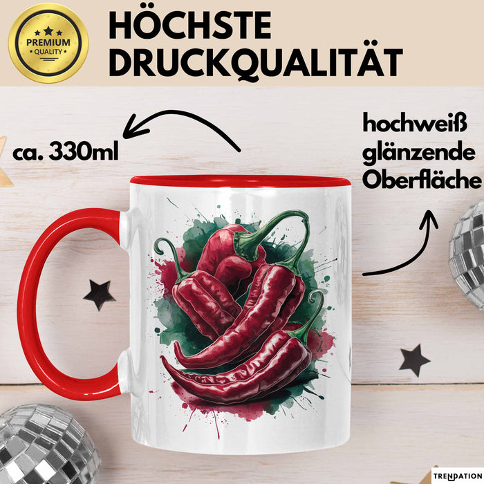 Chili Tasse Geschenk für Scharfesser Lustiger Spruch Rot Trendation