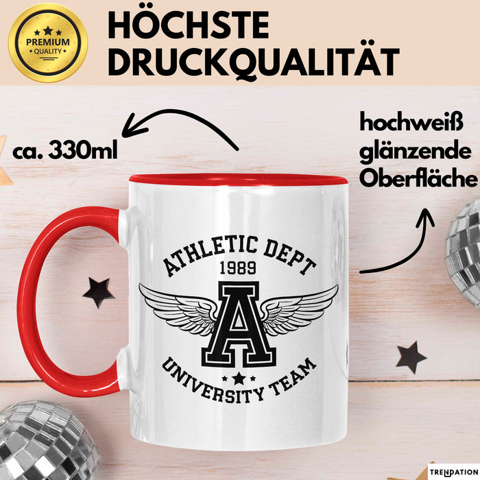 Sportabteilung Universitätsmannschaft Tasse Geschenk Lustige Geschenkidee Spruch Rot Trendation