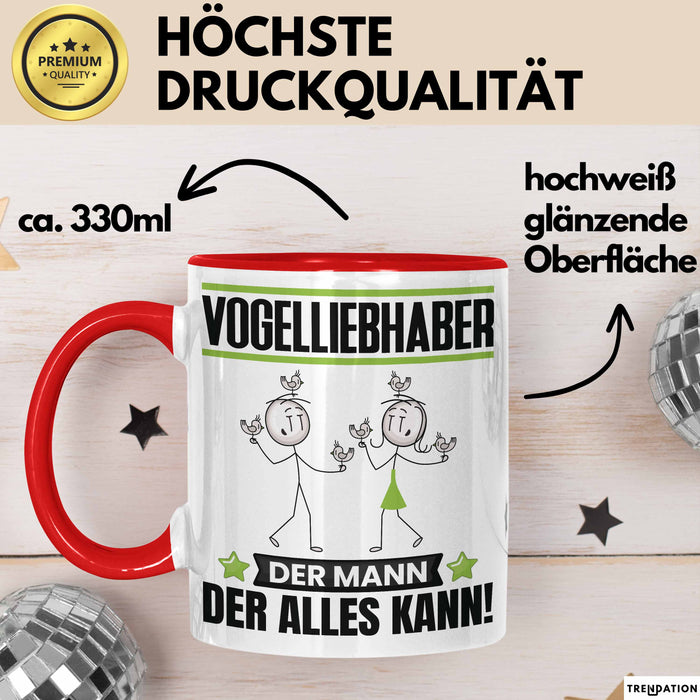 Vogelliebhaber Tasse Geschenk für Vogelliebhaber Der Mann Der Alles Kann Geschenkidee zum Geburtstag Rot Trendation