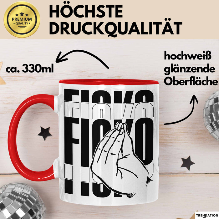 Italiener Geschenk Tasse Ficko Italienische Handbewegeung Kaffee-Becher Rot Trendation