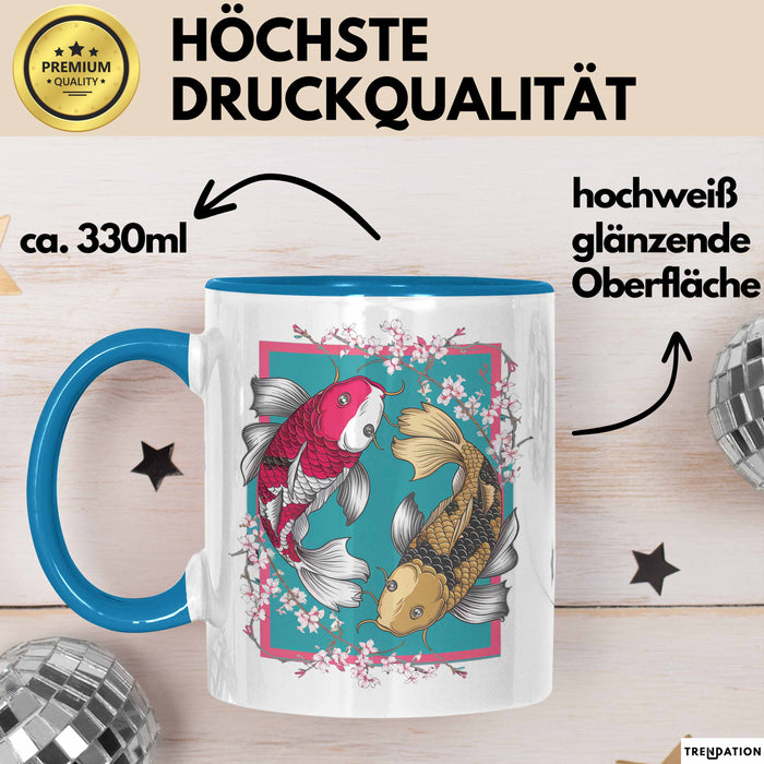 Koi-Fisch-Liebhaber Tasse Geschenk Koifische Blau Trendation