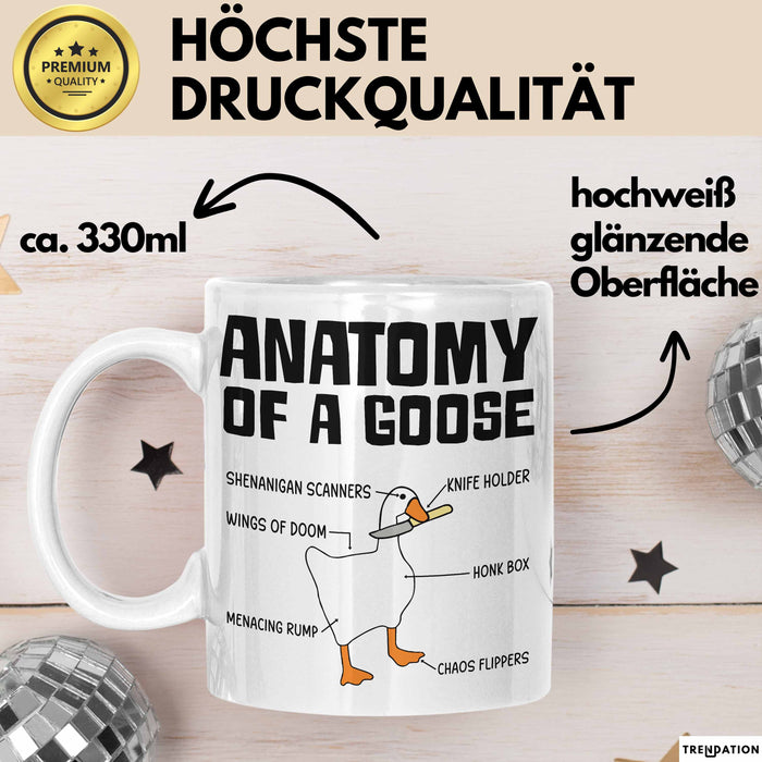 Gans Tasse Geschenk Mit Humor Anatomy Of A Goose Knife Holder Wings Of Doom Kaffee-Becher Weiß Trendation