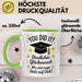 Schüler Abschluss Tasse Geschenk Lustige Geschenkidee Spruch Herzlichen Glückwünsche Grün Trendation