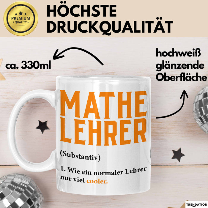 Mathematiklehrer Unterricht Tasse Geschenk Lustige Geschenkidee Spruch Mathe Lehrer Weiß Trendation