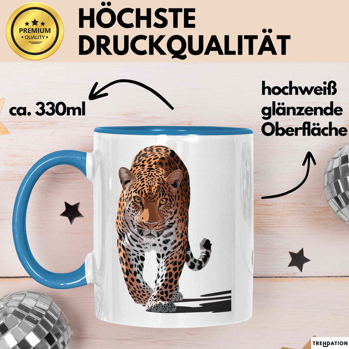 Leopard Tier Tasse Geschenk Lustige Geschenkidee Spruch Blau Trendation