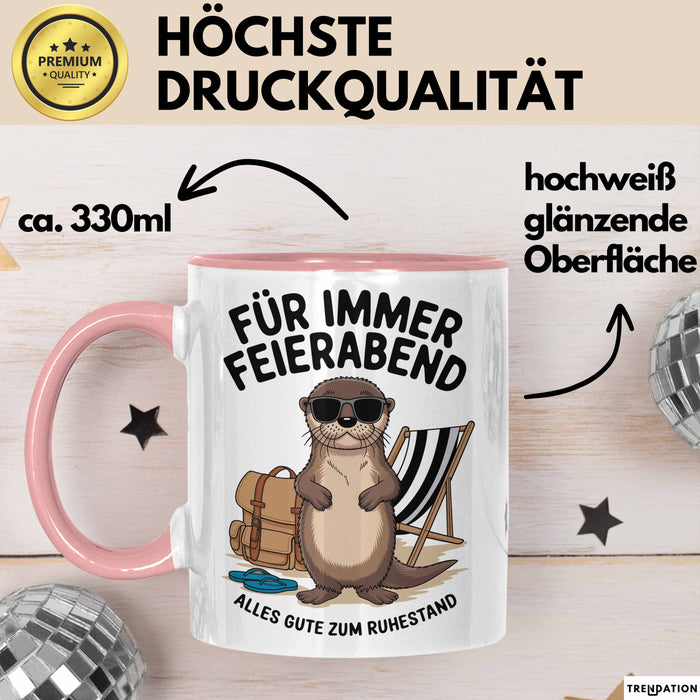 Rentner Pensionär Sarkasmus Tasse Geschenk Lustige Geschenkidee Spruch Für Immer Feierabend Rosa Trendation