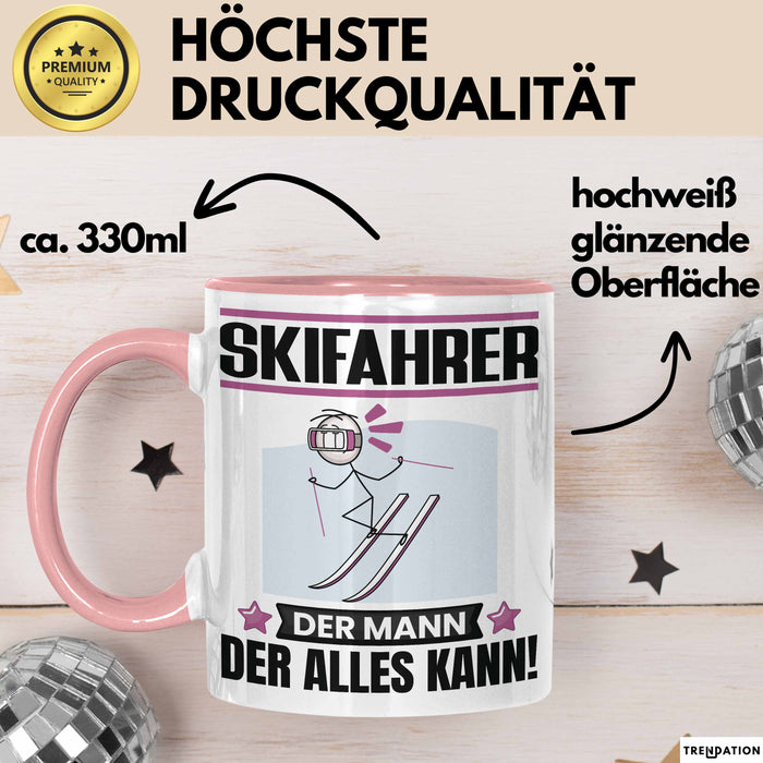 Skifahrer Tasse Geschenk für Skifahrer Der Mann Der Alles Kann Geschenkidee zum Geburtstag Rosa Trendation