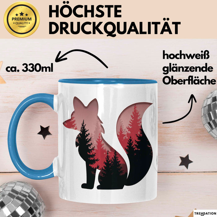 Fuchs Tierliebhaber Tasse Geschenk Lustige Geschenkidee Spruch Blau Trendation