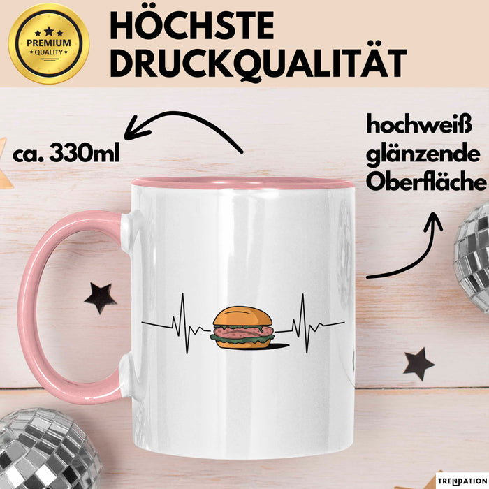 Deutschland Deutsches Fleisch Leberkäse Herzschlag Tasse Geschenk Lustige Geschenkidee Spruch Rosa Trendation