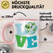 Erde Tasse Geschenk LOVE Schriftzug Lächelnde Erde Geschenkidee Rosa Trendation