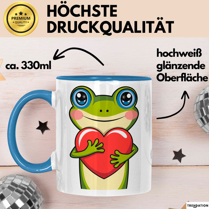 Frosch Herz Tasse Geschenk Lustige Geschenkidee Spruch Blau Trendation