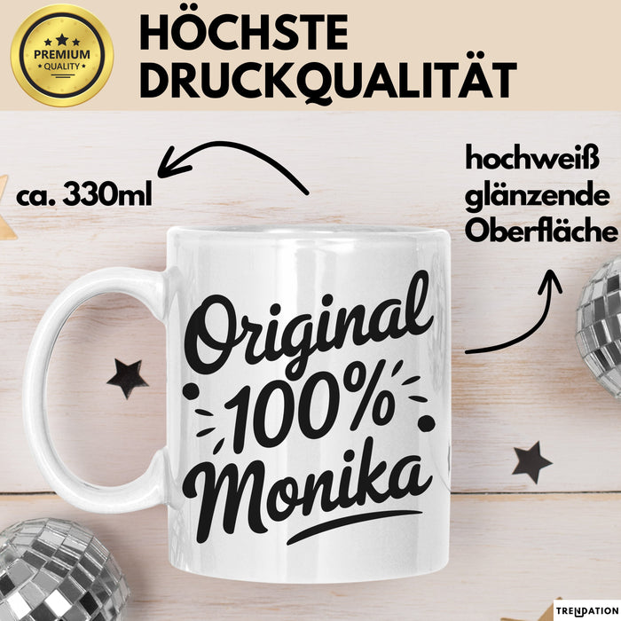 Monika Tasse Geschenk Original 100% Monika Geschenkidee Geburtstag Weiß Trendation