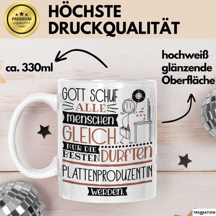 Plattenproduzentin Geschenk Becher Tasse Gott Schuf Alle Menschen Gleich Nur Die Besten Durfeten Plattenproduzentin Werden Geschenkidee Lustig Weiß Trendation