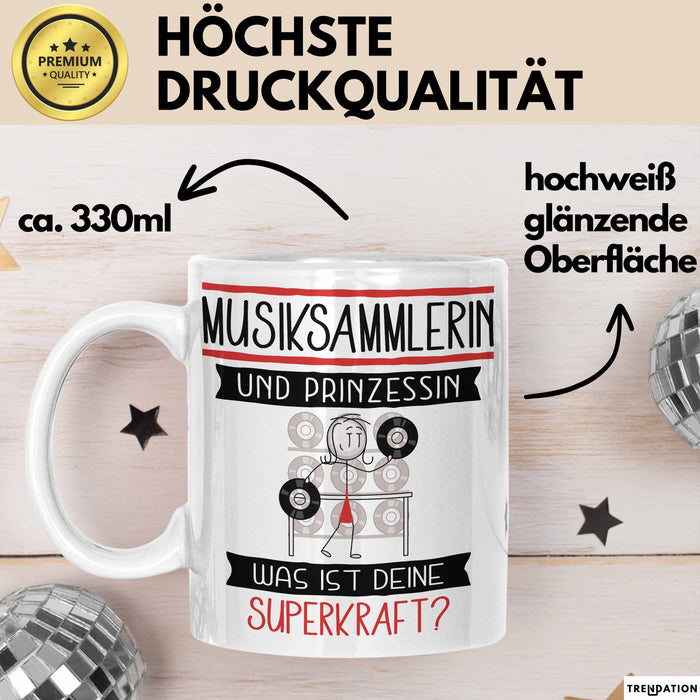 Musiksammlerin Und Prinzessin Tasse Geschenk Für Eine Musiksammlerin Geburtstag Was Ist Deine Superkraft Weiß Trendation