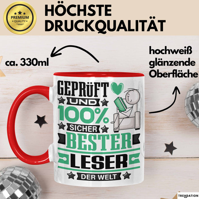 Leser Geschenk Lustiger Spruch für Leser Geschenkidee Bester Leser Der Welt Rot Trendation