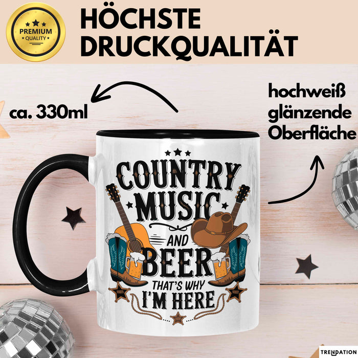Country Musik Bier Tasse Geschenk Lustige Geschenkidee Schwarz Trendation