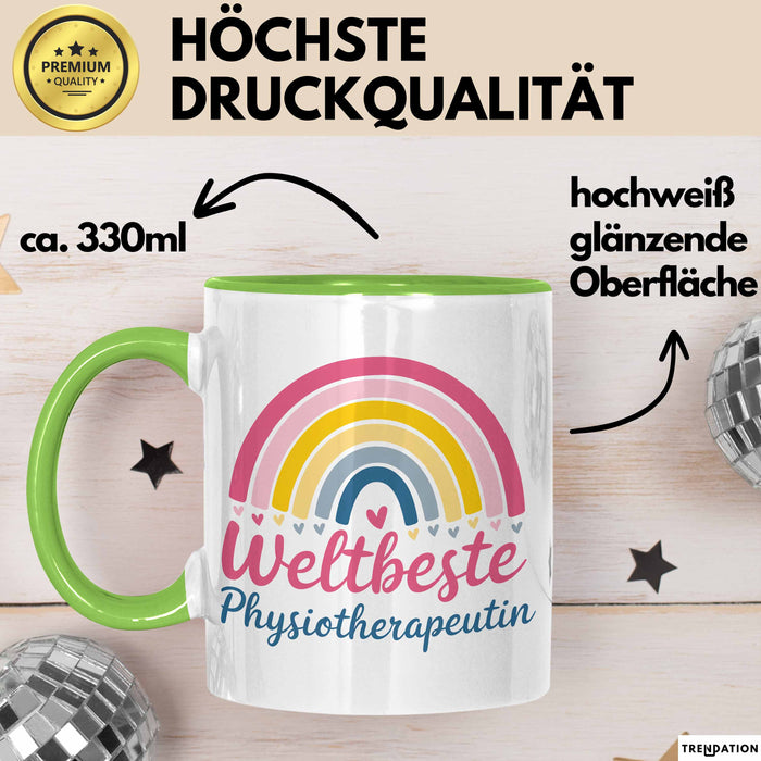 Physiotherapeut Physiotherapie Tasse Geschenk Lustige Geschenkidee Spruch Weltbeste Physiotherapeutin Grün Trendation