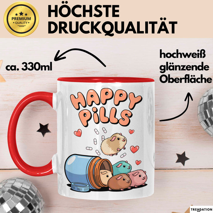 Meerschweinchen Tier Tasse Geschenk Lustige Geschenkidee Happy Pills Rot Trendation
