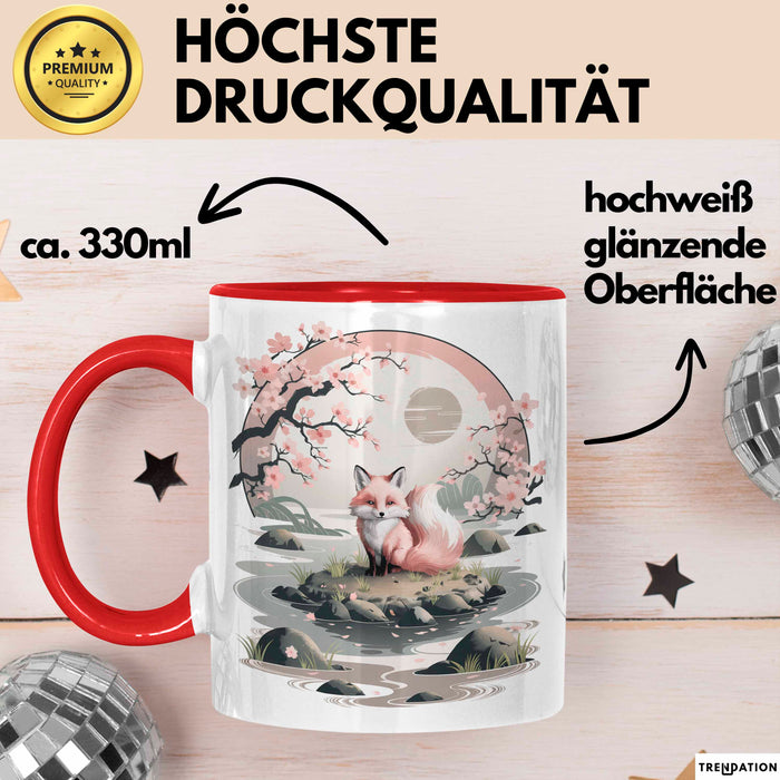Fuchs Tierliebhaber Tasse Geschenk Lustige Geschenkidee Spruch Japanischer Kitsune Fuchs Rot Trendation