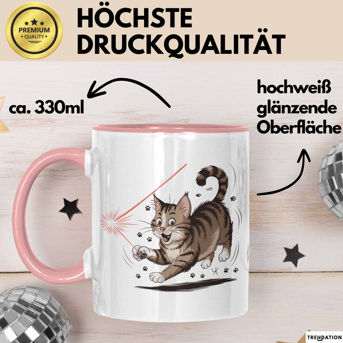 Katzenliebhaber Tasse Geschenkidee für Katzenfreunde Rosa Trendation