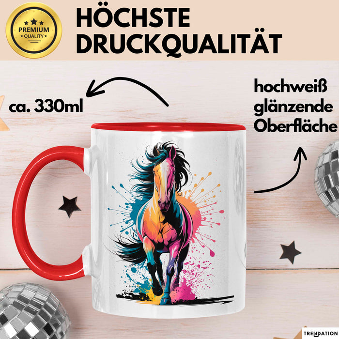 Pferde Tierliebhaber Tasse Geschenk Lustige Geschenkidee Spruch Rot Trendation