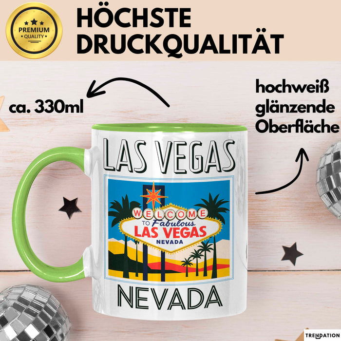 Las Vegas Nevada USA Tasse Geschenk Lustige Geschenkidee Spruch Grün Trendation
