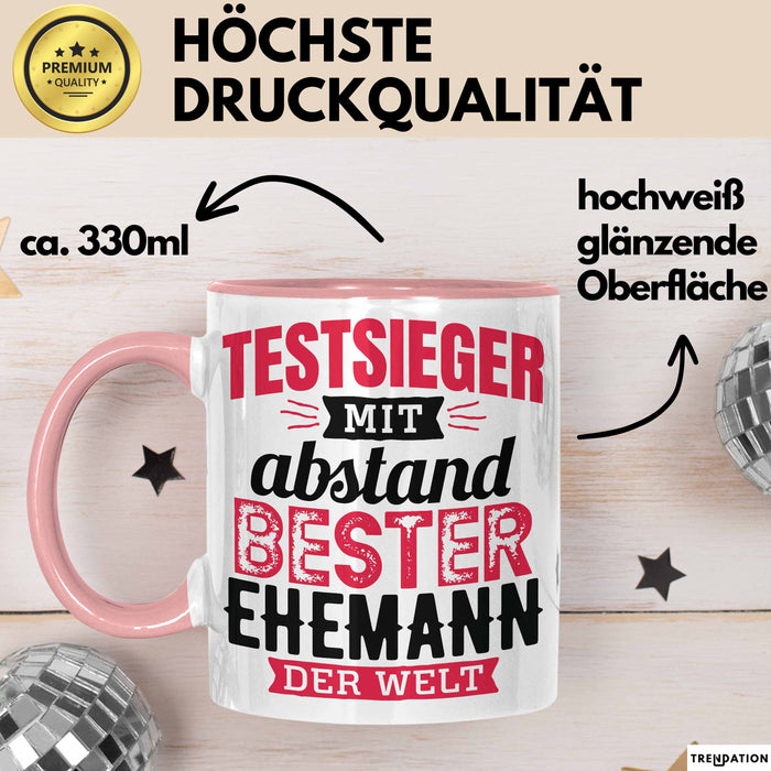 Lustige Tasse Geschenk Testsieger Mit Bester Ehemann Der Welt Spruch Rosa Trendation