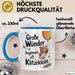Baby Geburt Neue Eltern Tasse Geschenk Lustige Geschenkidee Spruch Große Wunder Beginnen Oft Klitzeklein Blau Trendation