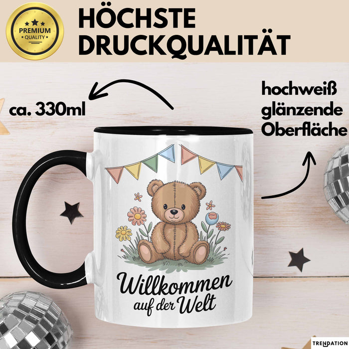 Baby Geburt Neue Eltern Tasse Geschenk Lustige Geschenkidee Spruch Willkommen Auf Der Welt Trendation