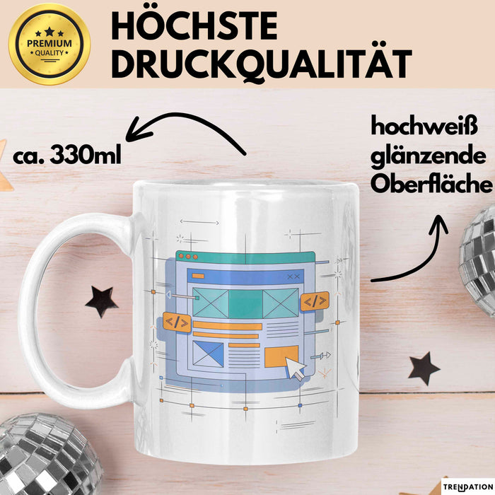 Web Entwickler Tasse Geschenk Lustige Geschenkidee Spruch Für Code Erbauer Weiß Trendation