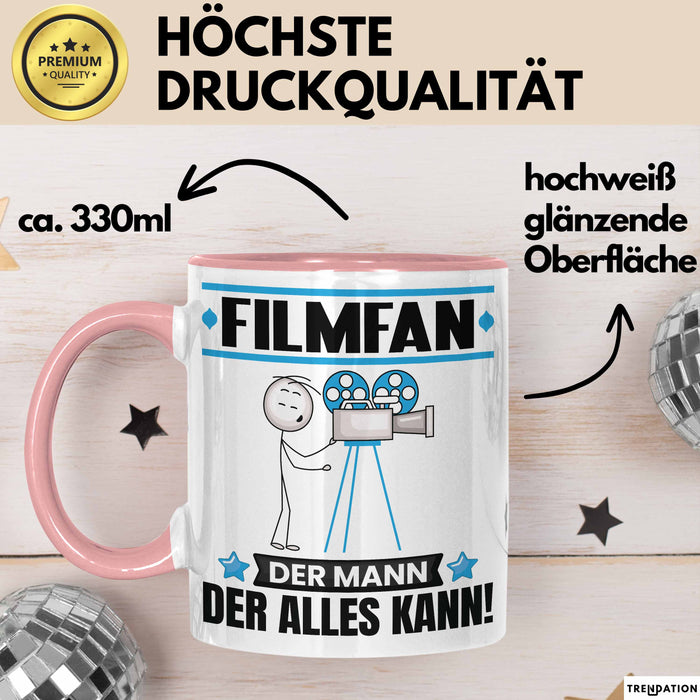 Filmfan Tasse Geschenk für Filmfan Der Mann Der Alles Kann Geschenkidee zum Geburtstag Rosa Trendation