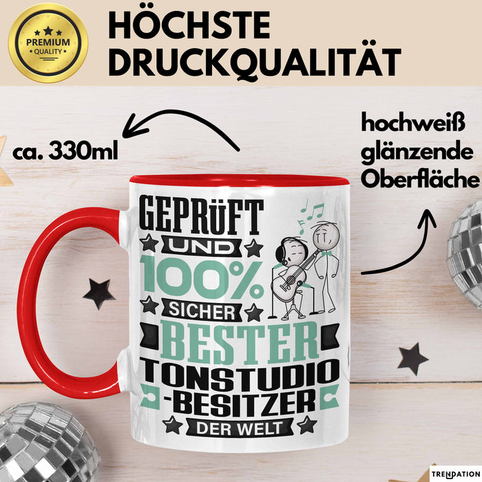 Tonstudio-Besitzer Geschenk Lustiger Spruch für Tonstudio-Besitzer Geschenkidee Bester Tonstudio-Besitzer Der Welt Rot Trendation