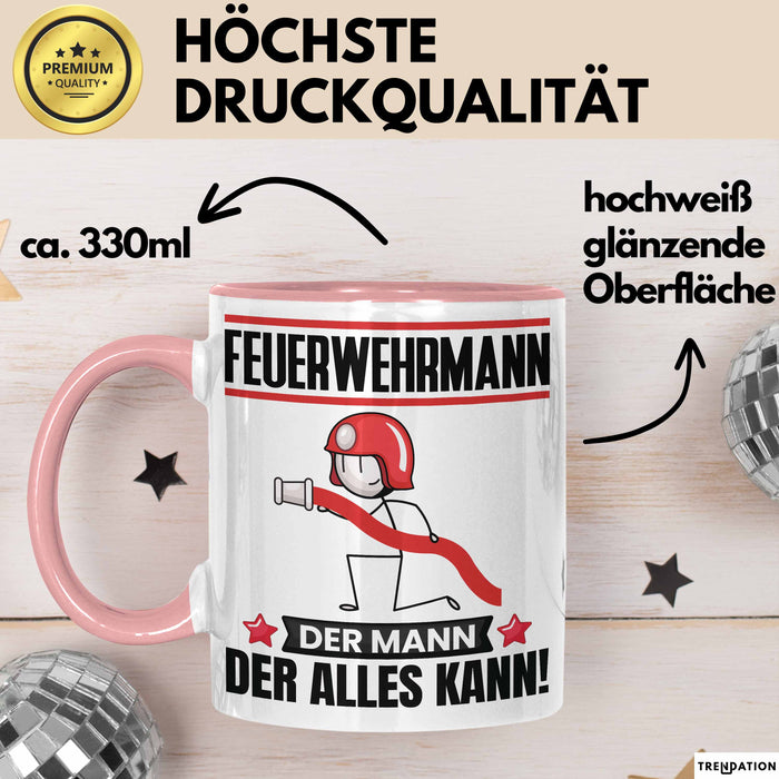 Feuerwehrmann Tasse Geschenk für Feuerwehrmann Der Mann Der Alles Kann Geschenkidee zum Geburtstag Rosa Trendation