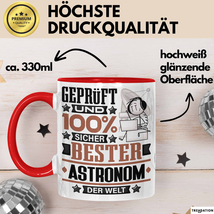Astronom Geschenk Lustiger Spruch für Astronom Geschenkidee Bester Astronom Der Welt Rot Trendation