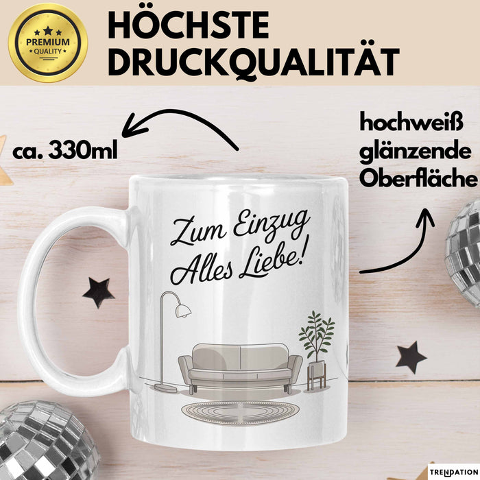 Neues Zuhause Eigentümer Tasse Geschenk Lustige Geschenkidee Spruch Zum Einzug Alles Liebe Weiß Trendation