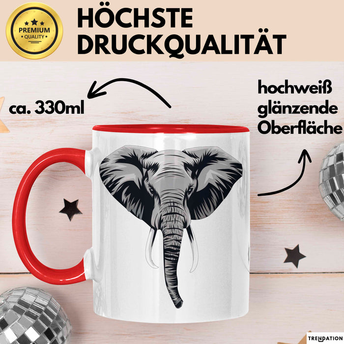 Elefant Tier Tasse Geschenk Lustige Geschenkidee Spruch Rot Trendation