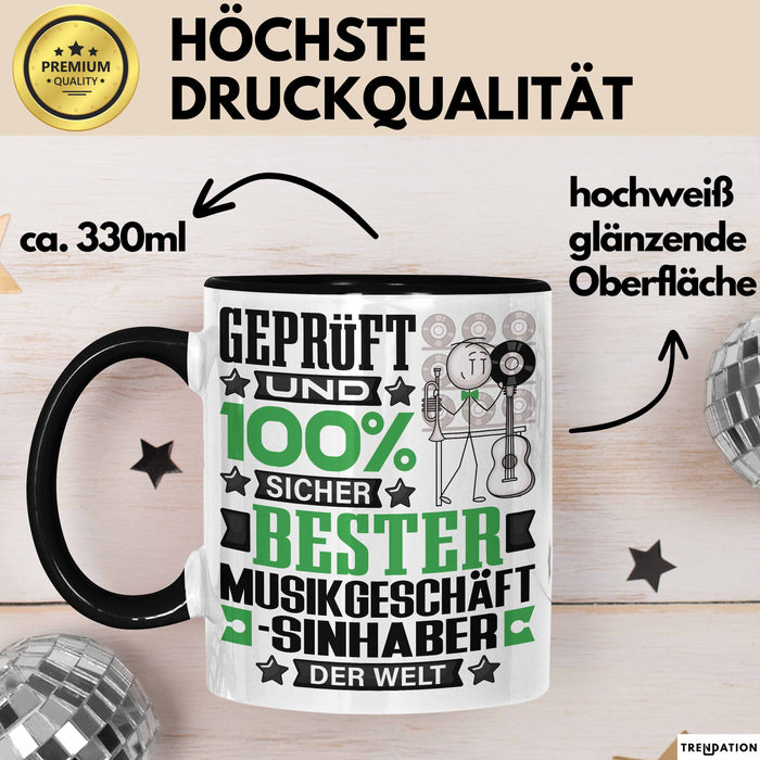 Musikgeschäftsinhaber Geschenk Lustiger Spruch für Musikgeschäftsinhaber Geschenkidee Bester Musikgeschäftsinhaber Der Welt Schwarz Trendation