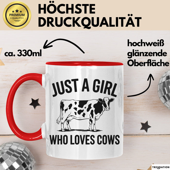 Kuh Tasse Geschenk Just A Girl Who Loves Cows Geschenkidee Tier Rot Trendation