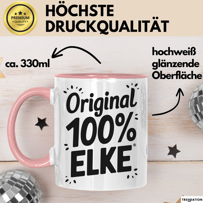 Elke Tasse Geschenk Original 100% Elke Geschenkidee Geburtstag Rosa Trendation